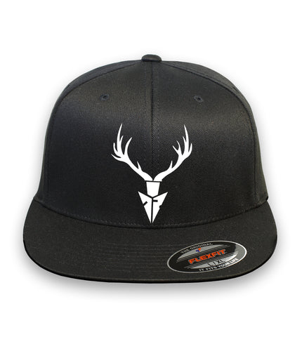 DEER SKULL HORNES BUCK HUNTER HUNTING ***FLAT BILL*** FLEXFIT HAT