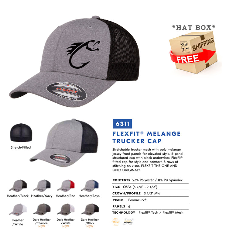HOOK FISHING FISHERMAN Trucker FlexFit HAT – The Shirt and The Hat