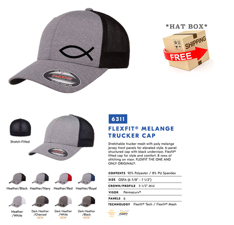 FISH CHRISTIAN GOD CROSS Trucker FlexFit HAT