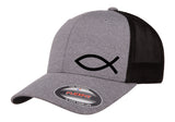 FISH CHRISTIAN GOD CROSS Trucker FlexFit HAT