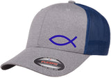 FISH CHRISTIAN GOD CROSS Trucker FlexFit HAT