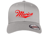 MERICA FUNNY AMERICAN 'MERICA PATRIOT ***CURVED BILL*** FLEXFIT HAT