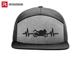 HEARTBEAT BIKE MOTORCYCLE  SNAPBACK***FLAT BILL*** RICHARDSON HAT