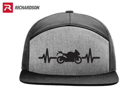 HEARTBEAT BIKE MOTORCYCLE  SNAPBACK***FLAT BILL*** RICHARDSON HAT